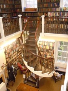 The spiral staircase at Bromley House Library 